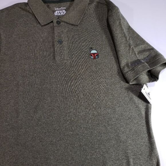 Disney Parks Polo Boba Fett Shirt Star Wars Mandalorian Knit Mens Top - Picture 6 of 10